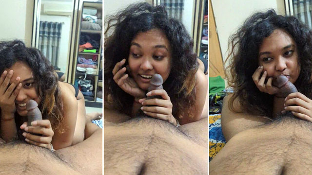 Cute Curly Haired Gf With A Big Ass Giving A Blowjob HD